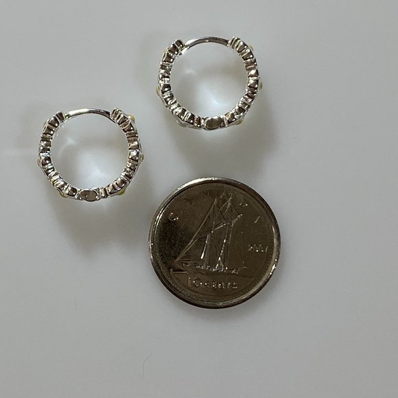 Sterling Silver Daisy Huggie Hoop Earrings - Picture 9 of 9